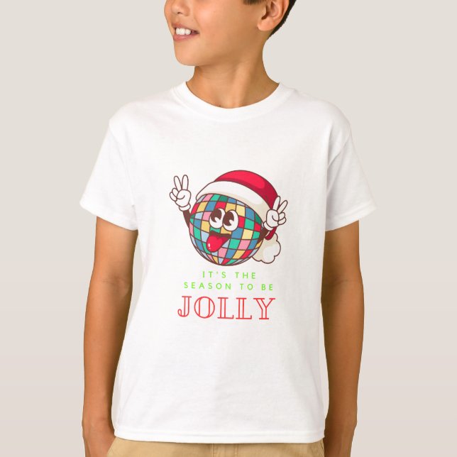 Cute jul T-Shirt för barn: Jolly och Bright (Framsida)