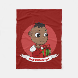 Cute jul tecknad Fleece Blanket