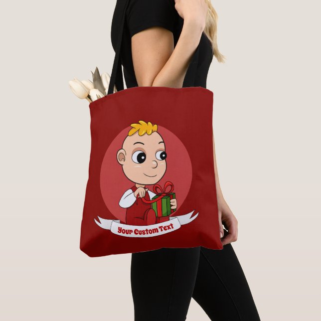 Cute jul-tecknaden i baby Tote Bag Tygkasse (Närbild)
