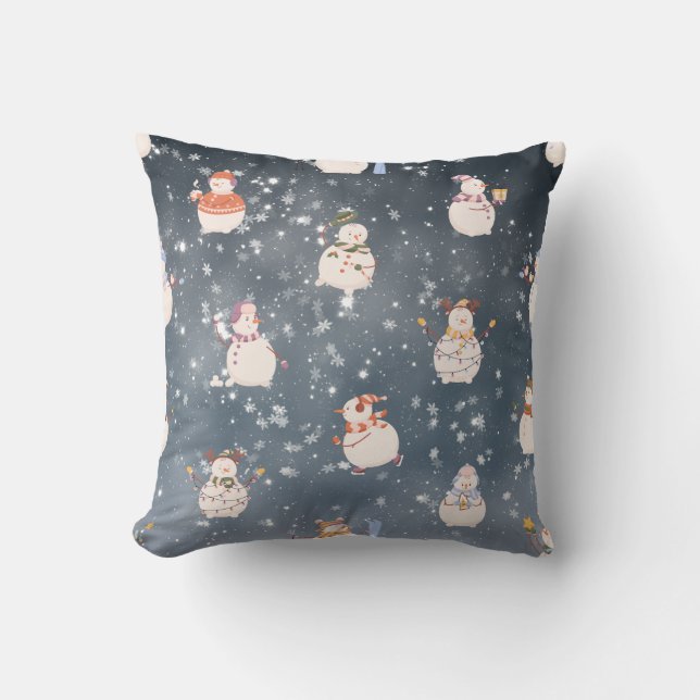 Cute Jul-Tecknaden Snögubbe Kudde (Framsida)