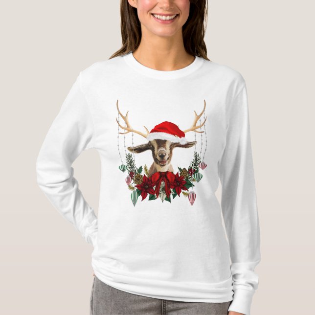 Cute Jul Toggenburg Reindeer Goat T Shirt (Framsida)