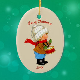 Cute jul Tot Boy med Drum Ornament