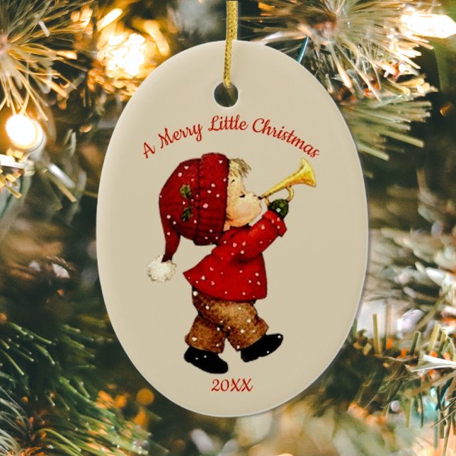 Cute jul Tot Boy med hornet Ornament (Skapare uppladdad)