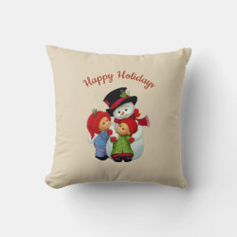 Cute Jul Tots med Snögubbe Pillow Kudde