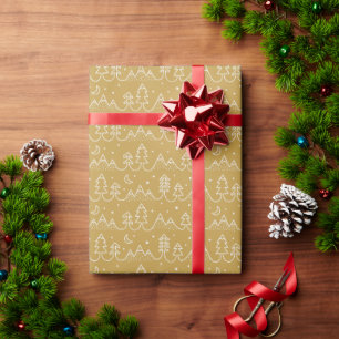 Cute Jul-Träd och Gräs-bergen guld Presentpapper