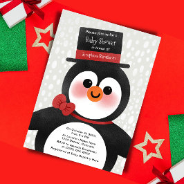 Cute jul - Tuxedo Penguin Baby Shower Inbjudningar