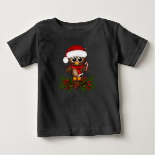 Cute jul Uggla vid Gräs Gren Baby T Shirt