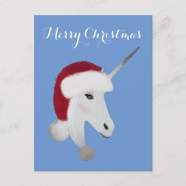 Cute jul Unicorn Magic Helgdag Vykort (Framsida)
