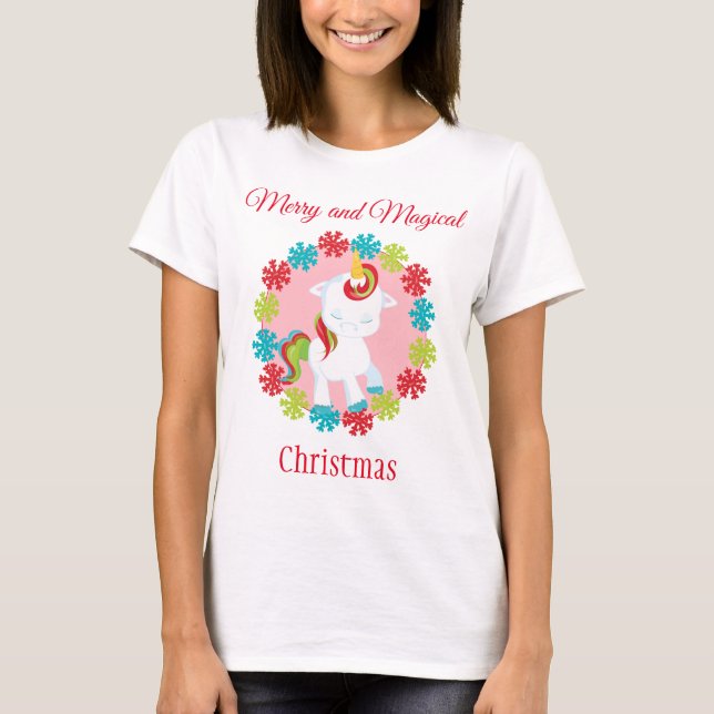 Cute Jul Unicorn T Shirt (Framsida)