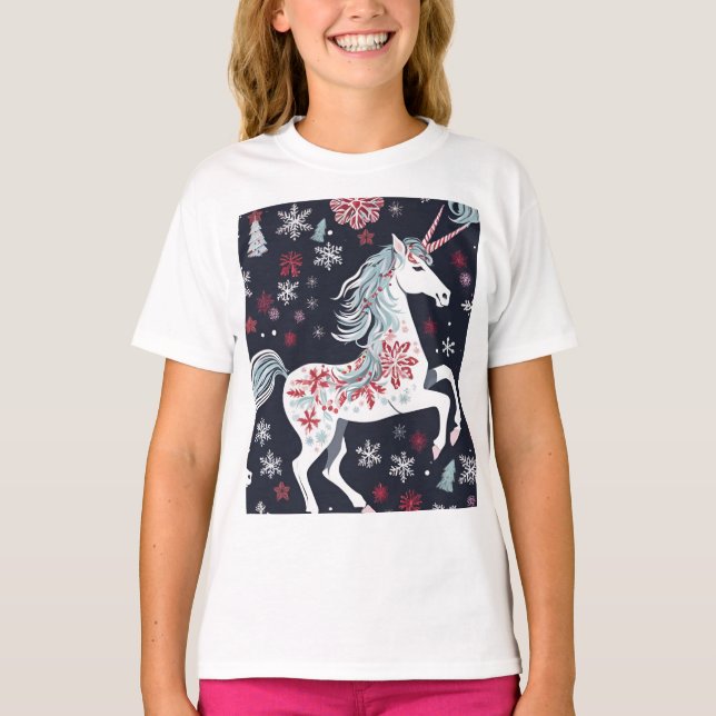 Cute Jul Unicorn T Shirt (Framsida)