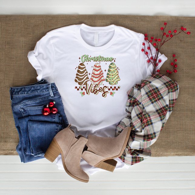 Cute jul Vibes Träd Cake Modern Helgdag T Shirt (Skapare uppladdad)