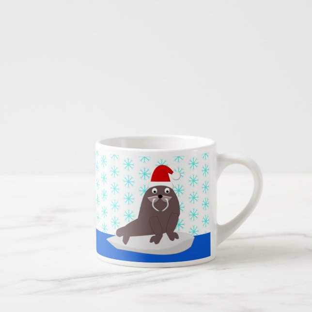 Cute jul Walrus och Snöflingor Espressomugg (Höger)