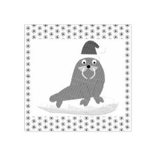 Cute jul Walrus och Snöflingor Stämpel