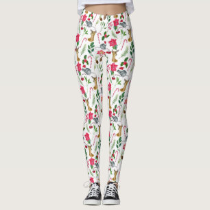 Cute Jul Watercolor Candy cane Mönster  Leggings