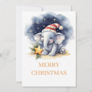 Cute jul Watercolor Elephant Julkort