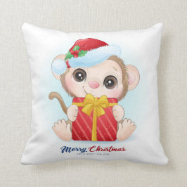 Cute Jul Watercolor Monkey Nursery Kudde