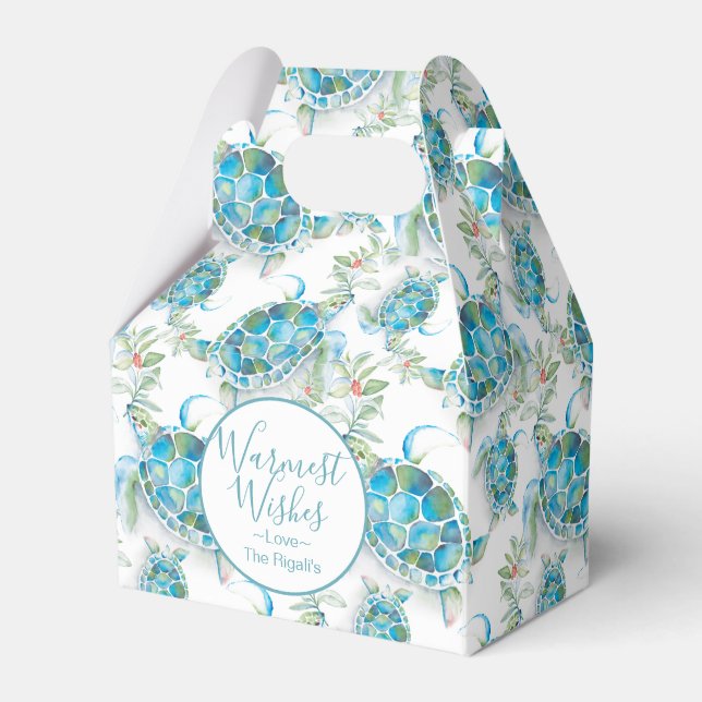 Cute Jul Watercolor Sea Turtle Presentaskar (Framsidan Sidan)