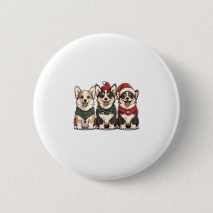 Cute jul Welsh Corgi Hundar Santa Puppy Holida Knapp