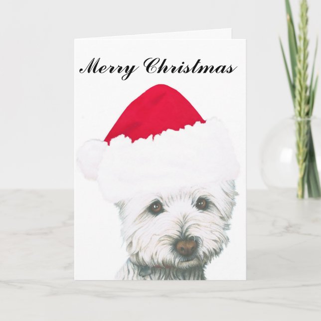 Cute Jul Westie Hund Helgkort (Framsida)