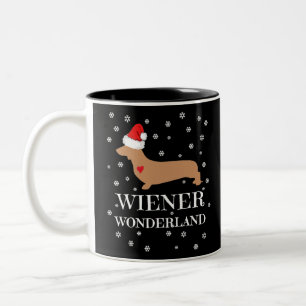 Cute jul Wiener Wonderland Dachshund Helgdag Två-Tonad Mugg