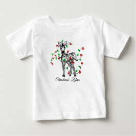 Cute jul Zebra Red grönt twinkle ljus T Shirt
