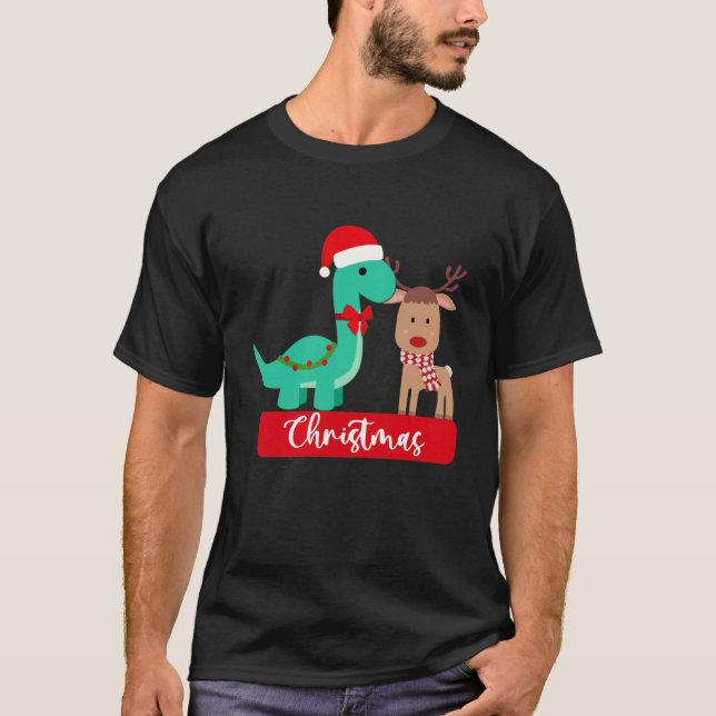Cute Julafton Dino 2714png2714 T Shirt (Framsida)