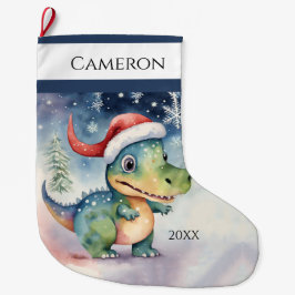 Cute Julafton Dinosaur Stor Julstrumpa