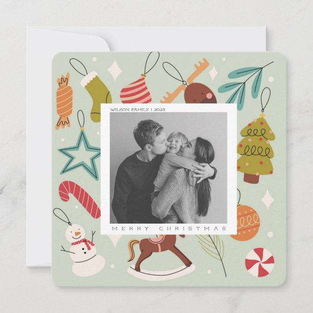 Cute Julafton Family Photo christmas-vykort för he Julkort (Framsida)