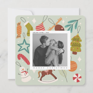 Cute Julafton Family Photo christmas-vykort för he Julkort