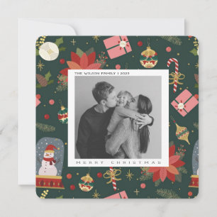 Cute Julafton Family Photo christmas-vykort för he Julkort