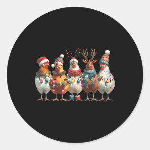 Cute Julafton Helgdag Farm Animal Funny Chicken Kr Runt Klistermärke