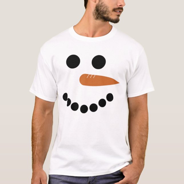 Cute Julafton jul Snögubbe Ansikte T Shirt (Framsida)