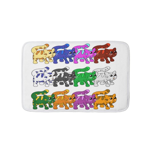 Cute Julafton Kitten Cat Mönster Rows Badrumsmatta (Framsidan)