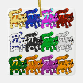 Cute Julafton Kitten Cat Mönster Rows Julgransprydnad Keramik