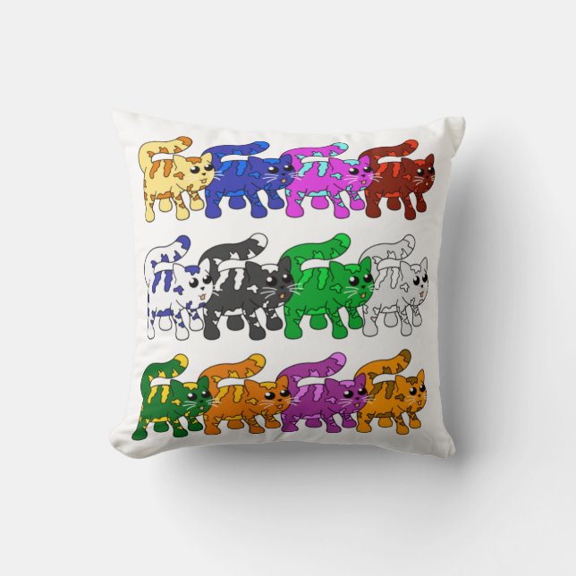 Cute Julafton Kitten Cat Mönster Rows Kudde (Framsida)