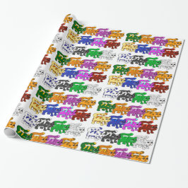 Cute Julafton Kitten Cat Mönster Rows Presentpapper