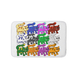 Cute Julafton Mönster Kitten Crowd Badrumsmatta