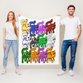 Cute Julafton Mönster Kitten Crowd Fleece Blanket