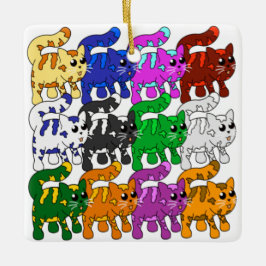 Cute Julafton Mönster Kitten Crowd Julgransprydnad Keramik