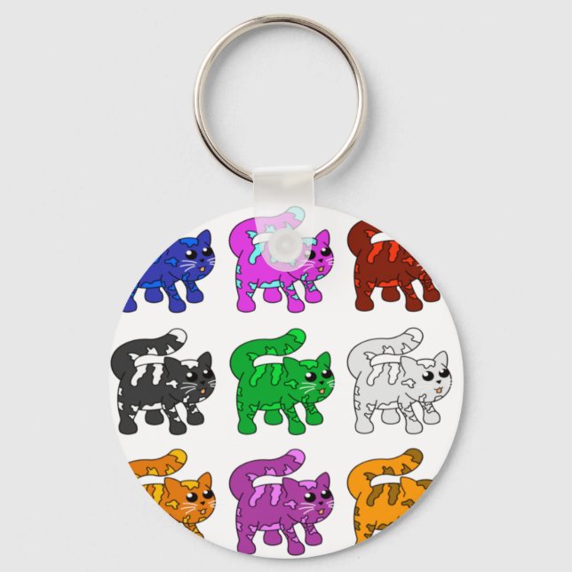 Cute Julafton Mönster Kitten Group Nyckelring (Framsida)