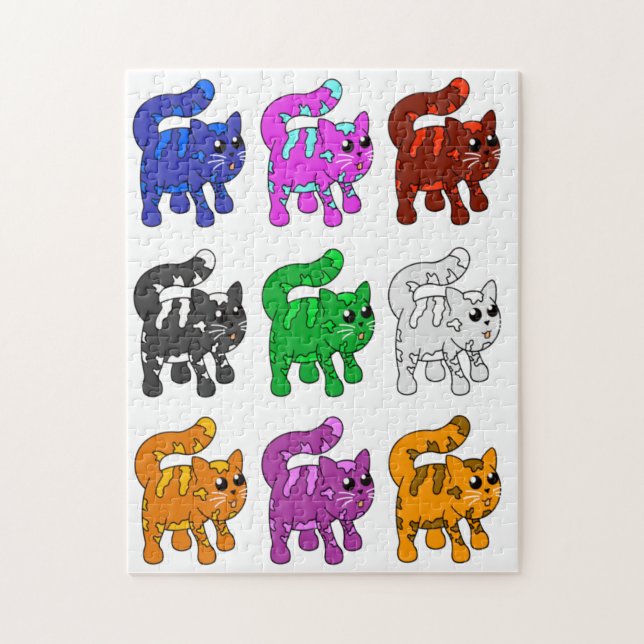 Cute Julafton Mönster Kitten Group Pussel (Vertikal)