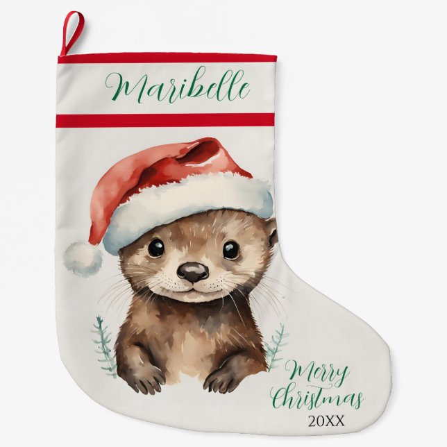 Cute Julafton Otter Stor Julstrumpa (Framsidan)
