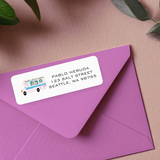 Cute Julafton RV ANPASSNINGSBAR Motorhome Rosa e-p Returadress Etikett (Cute Xmas RV Motorhome Pink Christmas Holidays CUSTOM Return Address Mailing Label
)