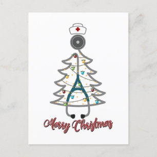 Cute Julafton Träd Stethoscope julklapp Helgdag Vykort