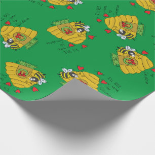 Cute Julbu-luddig Tecknad Presentpapper