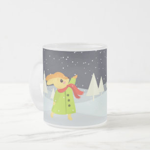 Cute Julbunny och Hjort Cute Frostad Glasmugg