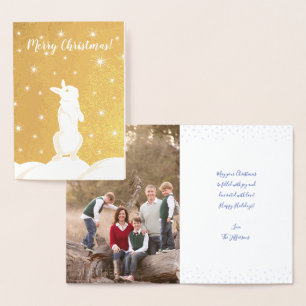 Cute Julbunny Snö Nattstjärnry Himlar Photo Folierat Kort