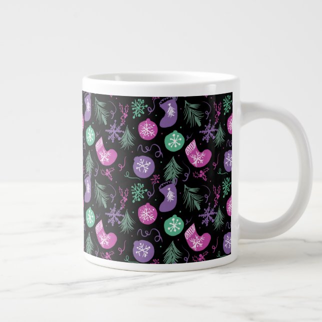Cute-juldörrar Snöflingor Stocking Träd Jumbo Mugg (Höger)