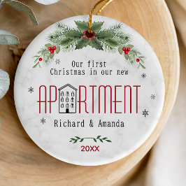 Cute-julen i vår nya lägenhet blommigt julgransprydnad keramik