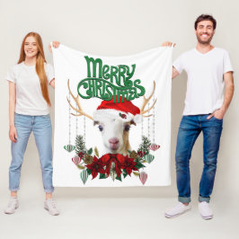 Cute-julen LaMancha Goat Antlers och andedräkt Fleecefilt